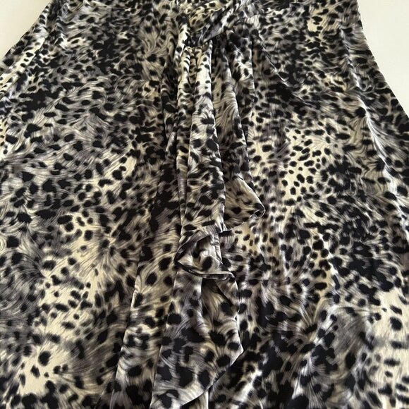 Lane Bryant V Neck Faux Wrap Leopard Midi Dress Stretch Ruffles Cinched Sz 14 16 - Picture 3 of 8